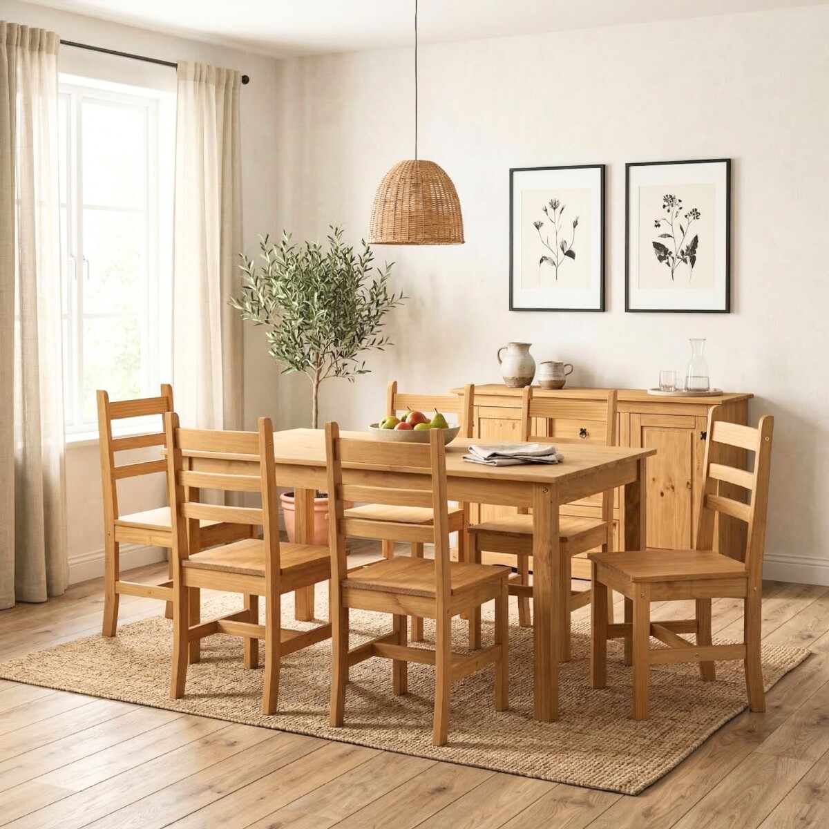 Juego De Comedor Lucia Plus 6 Sillas - Madera - Natural 