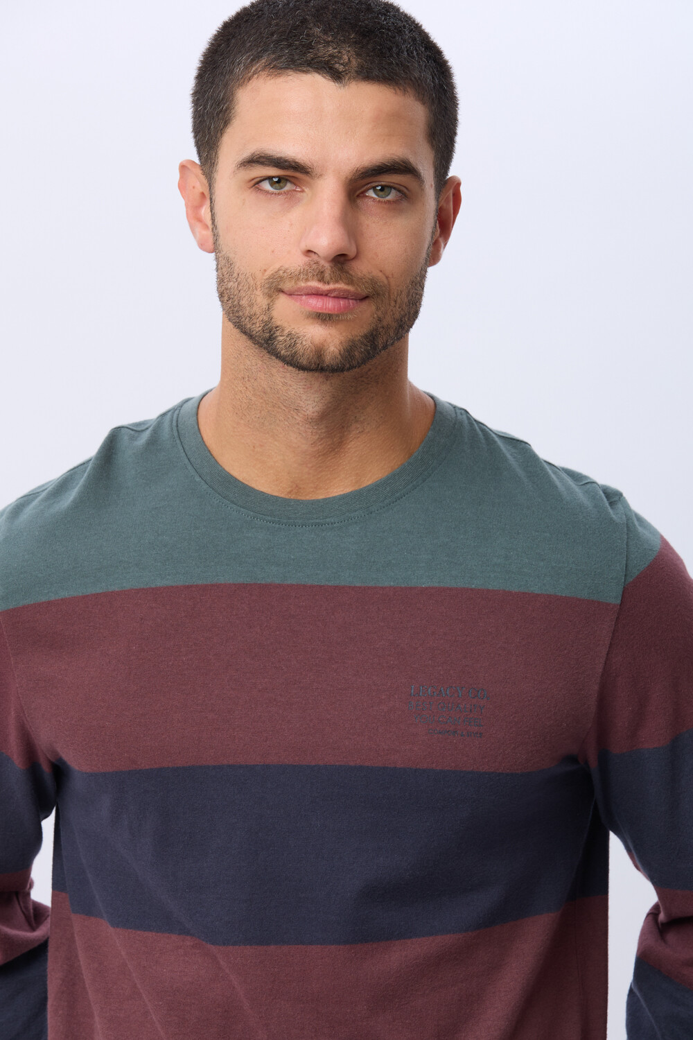 REMERA RAYADA DE ALGODÓN Azul