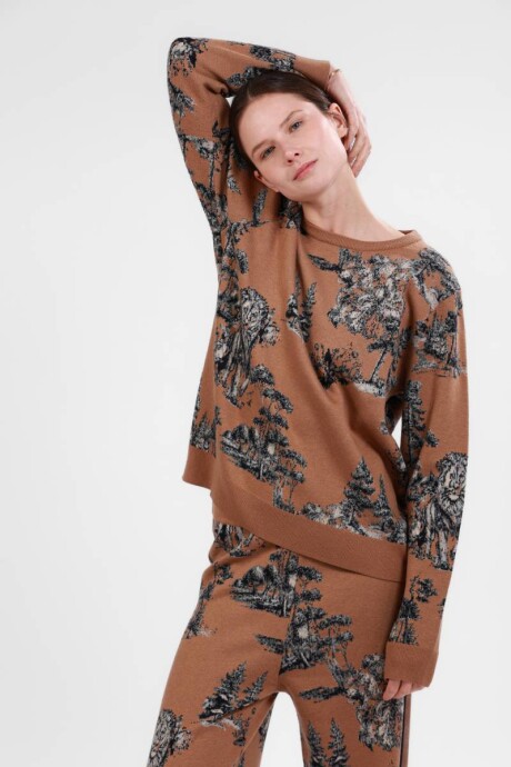 Pre Venta - Sweater Landscape Camel Tejido Pre Venta - Sweater Landscape Camel Tejido