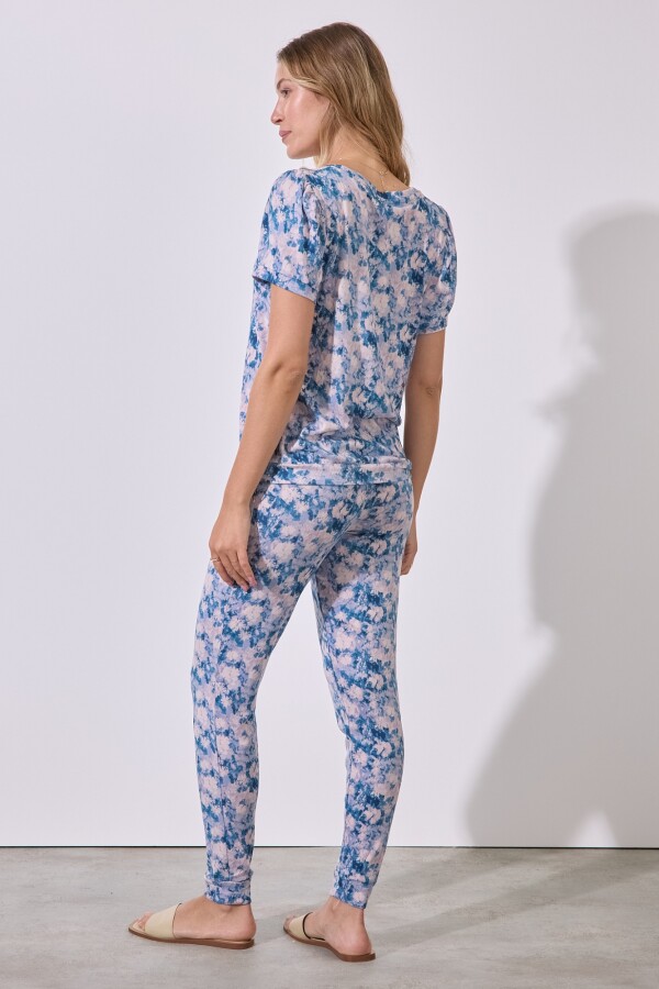 Set Pijama Remera & Pantalon MULTI/CELESTE