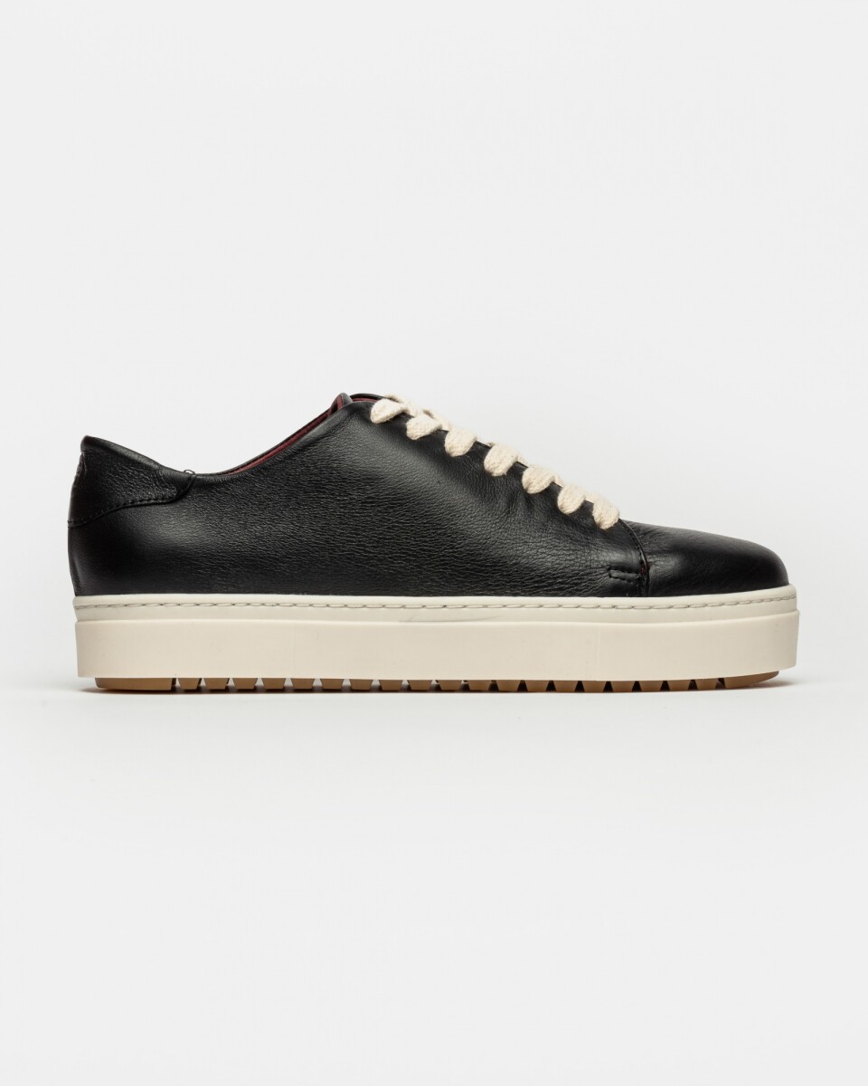 Sneaker Eimi En Cuero Liso - Negro 