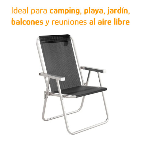 Kit 2 Reposeras Altas Plegables Aluminio Conforto Total Mor Negro