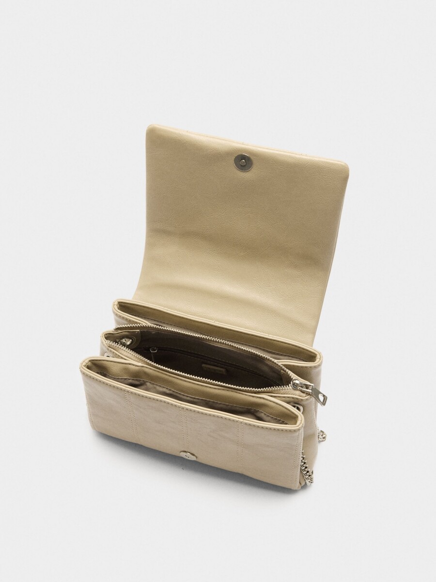 Bolso De Hombro Acolchado Con Solapa taupe