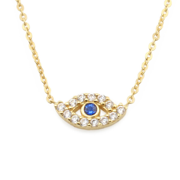Colgante ojo turco de oro amarillo 18k con zafiro sintético y circonias Colgante ojo turco de oro amarillo 18k con zafiro sintético y circonias