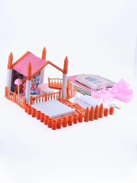 CASA 2 PISOS CON ACCESORIOS ROSADO