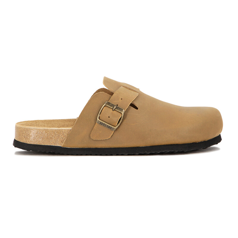 Country Zueco Cuero Hombre Una Tira C/ Hebilla - Camel Camel