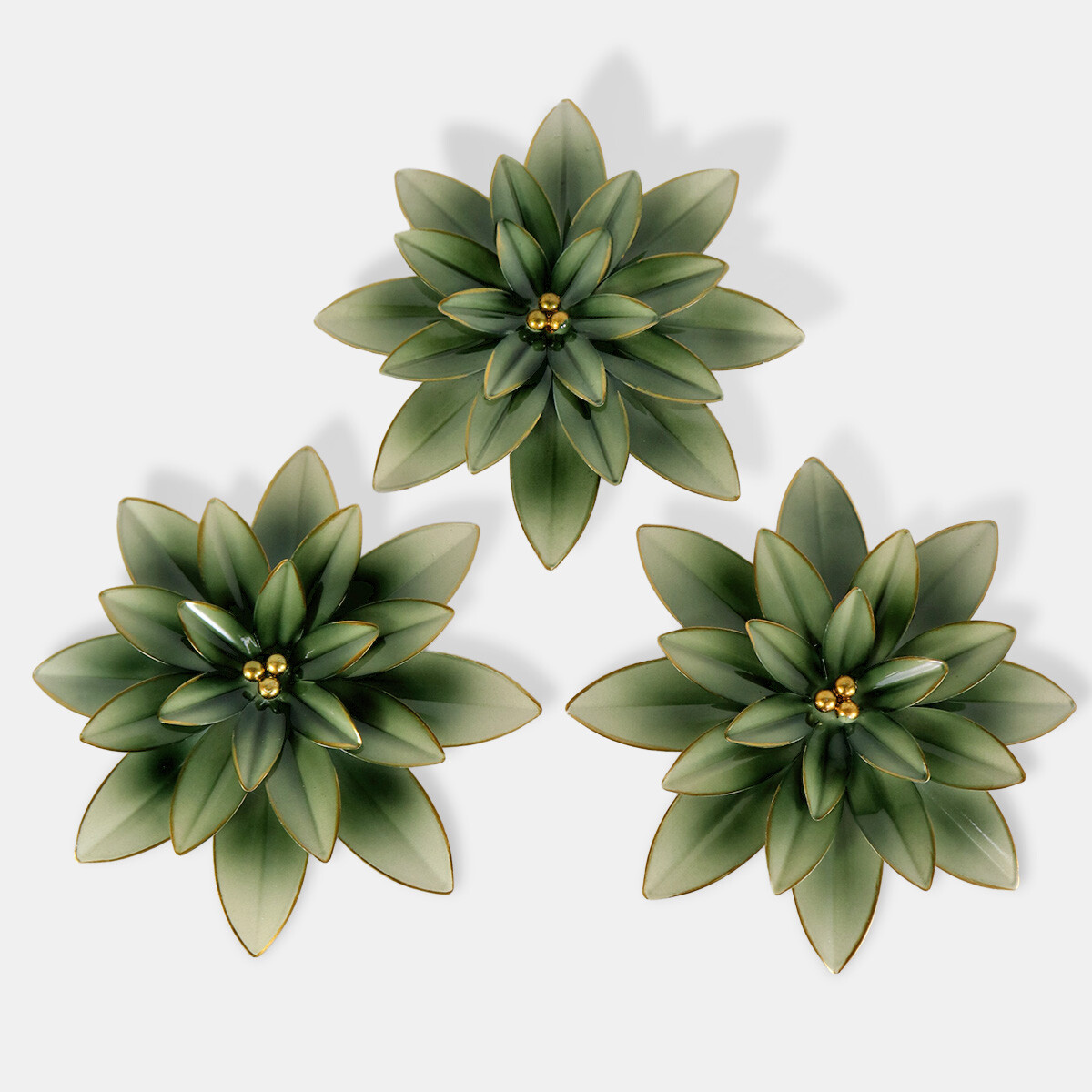SET FLOR METAL VERDE 3PZAS 