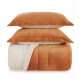 Acolchado Terciopelo y Corderito KARSTEN c/porta Almohada KING Suri Caramelo