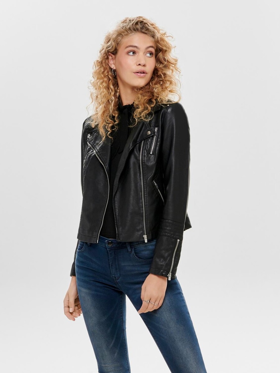 Chaqueta Gemma Biker Efecto Piel - Black 