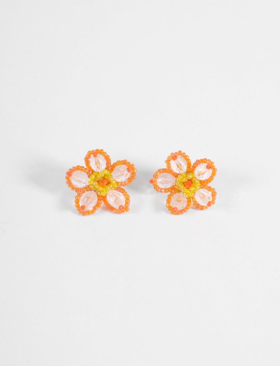 Caravanas pétalos mostacillas - naranja 