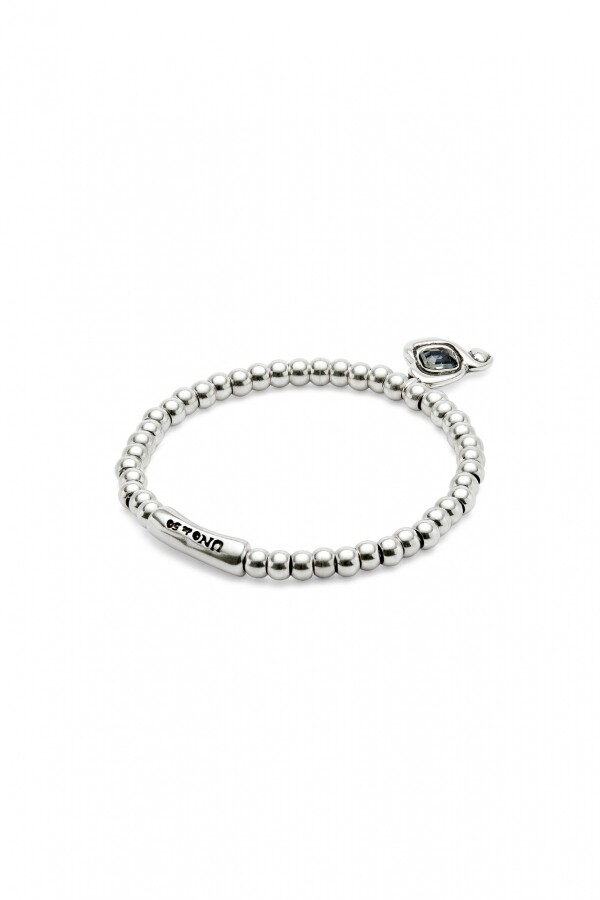 PULSERA DE BOLAS BAÑADAS EN PLATA DE LEY CON CRISTAL NEGRO Pulsera