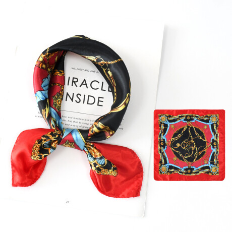 Pañuelo De Seda Chico Rojo- Negro