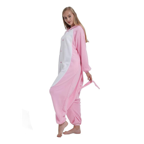 Set Adultos con Pijama Entero Cerdito + Pantuflas Unicornio Rosa