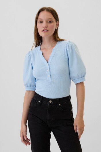 Remera Con Botones Mujer Cerulean Blue