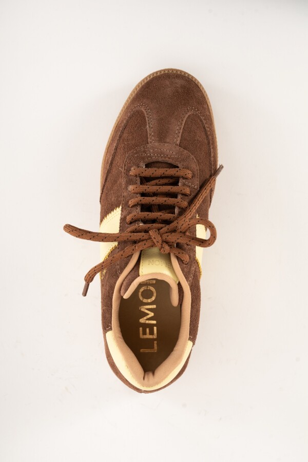 Zapatilla Gamuza Combinada Chocolate