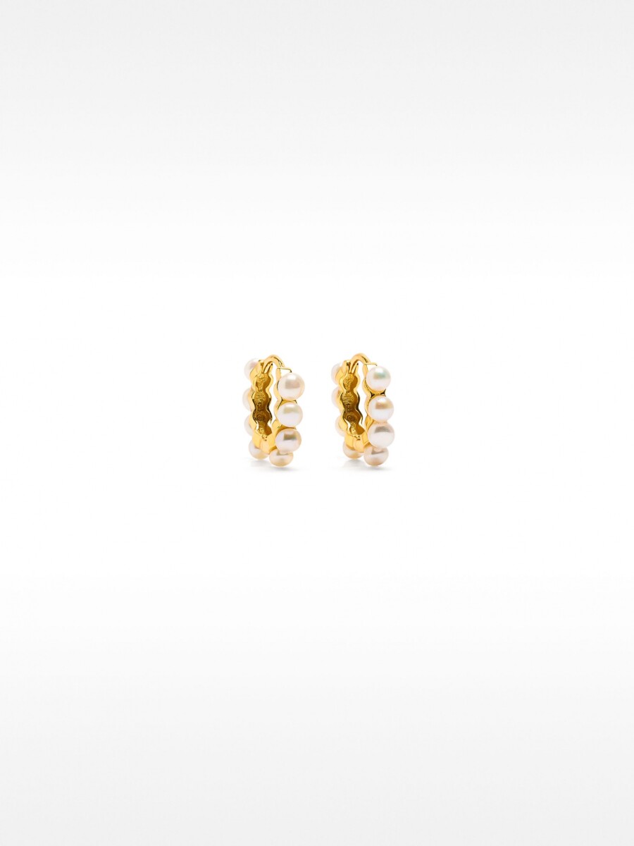 Aros Con Perlas De Agua Dulce - Plata De Ley 925 dorado