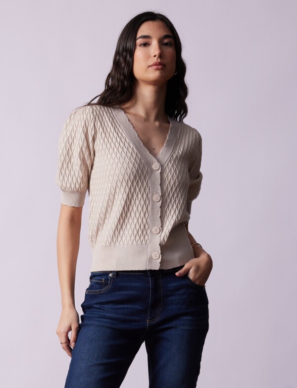 Cardigan Rombos BEIGE