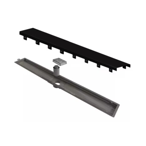 ELLEVE Receptaculo tapa inox negro mate 50cm salida central Versatile Elleve Receptaculo Tapa Inox Negro Mate 50cm Salida Central Versatile