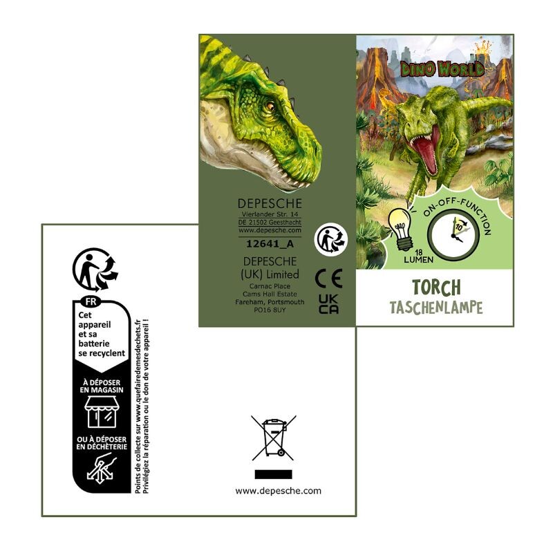 Linterna con temporizador Dino Verde