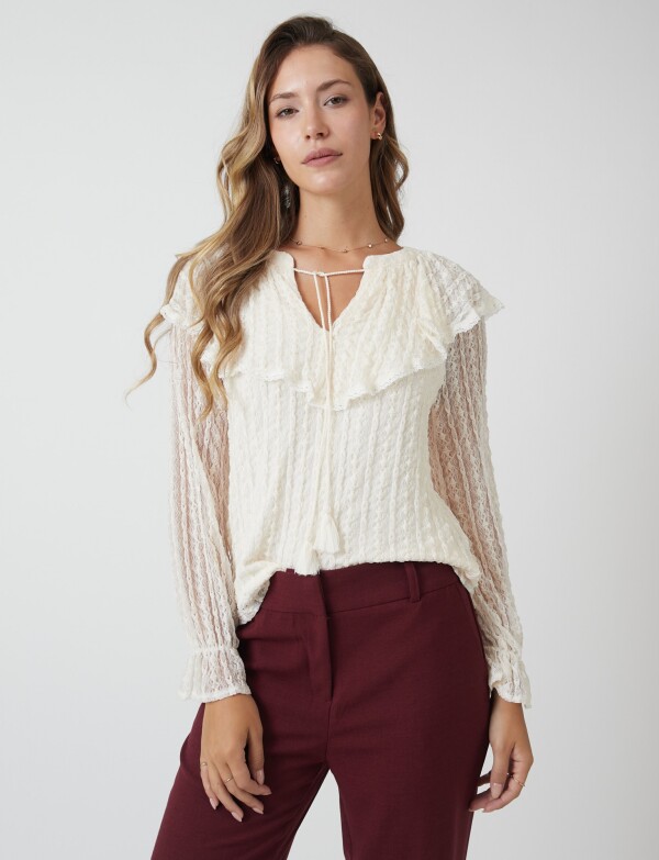 Blusa Encaje BEIGE CLARO
