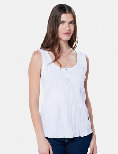 MUSCULOSA RIB CON BOTONES Blanco