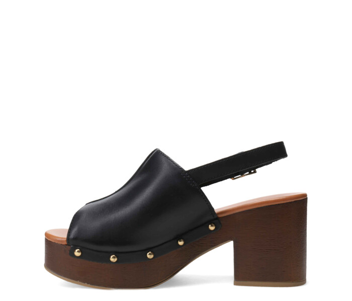 Sandalia con taco alto y plataforma Preto