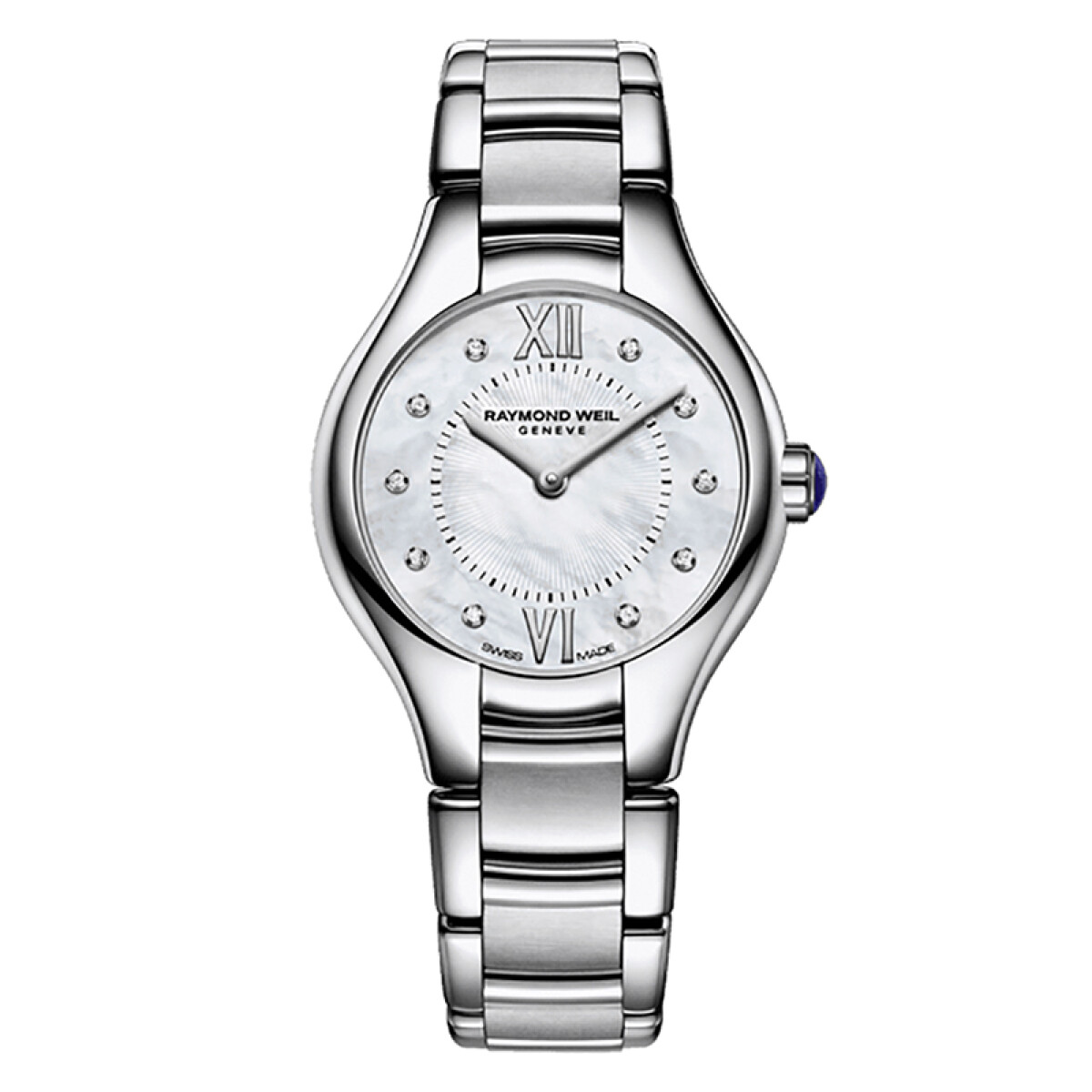 Reloj Raymond Weil Noemia en acero. Esfera madre perla con 10 brillantes 