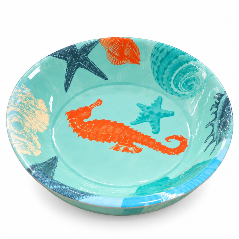 Bowl Ensaladera de Melamina 34 cm Diseño Marino Celeste