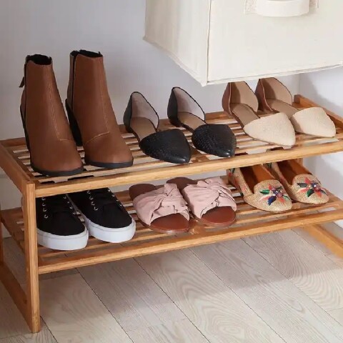 Zapatera 2 niveles de bambú apilable Zapatera 2 niveles de bambú apilable