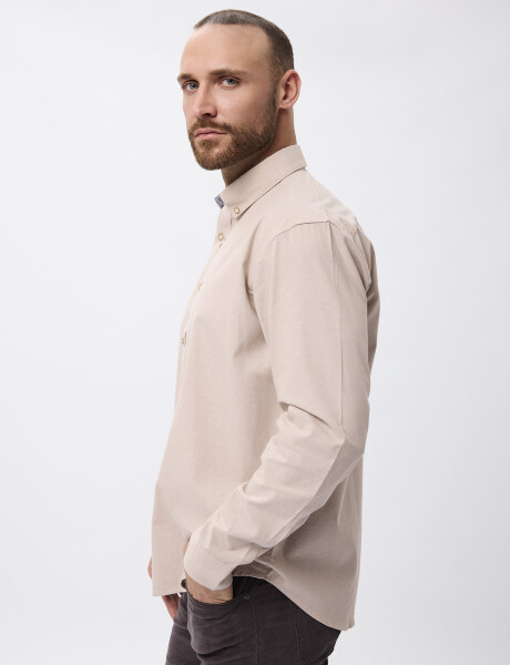 Camisa m/l tramada beige