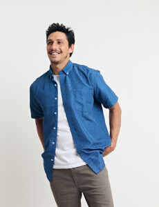 012658 CAMISA HARRINGTON LABEL Azul/blanco