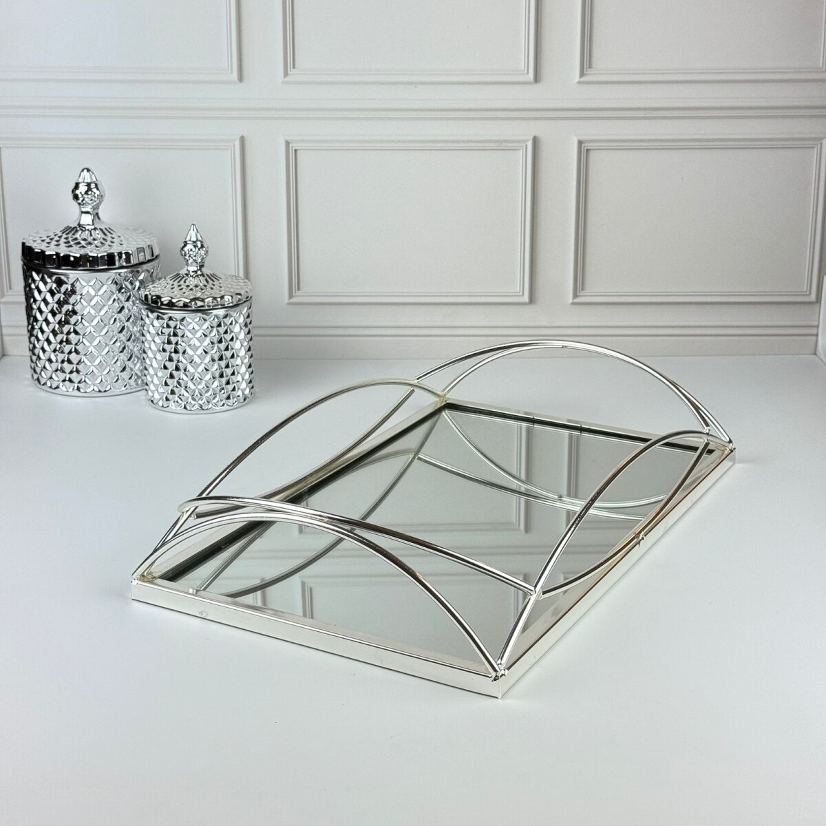 Bandeja Metálica Rectangular Espejada 37cm x 23cm 