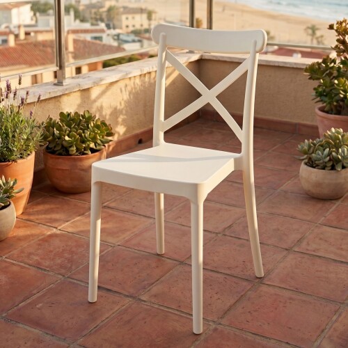 Silla Cruceta de polipropileno ZJ09 Blanco Tiza