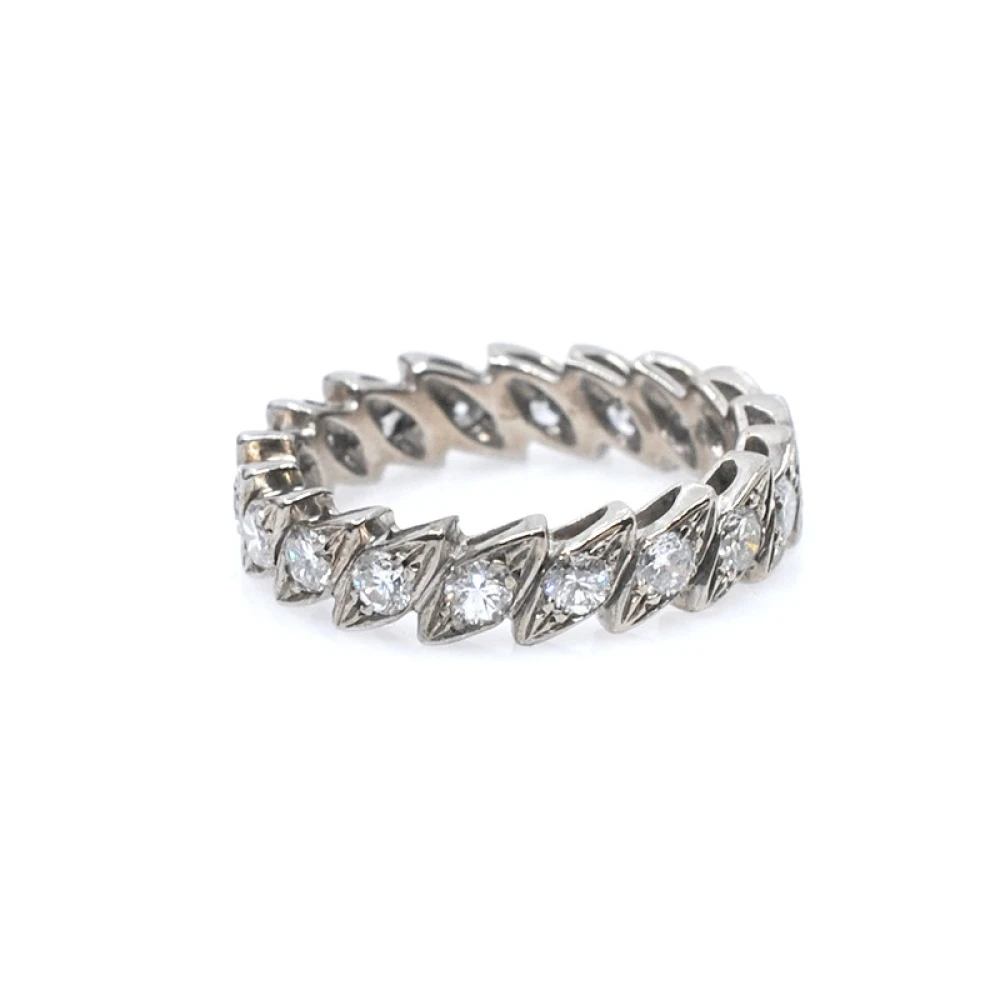 Anillo sin fin en oro 18k blanco y brillantes Anillo sin fin en oro 18k blanco y brillantes