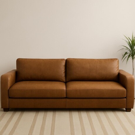 Sillón Cuero Deeni 3 Cuerpos Amendoa U