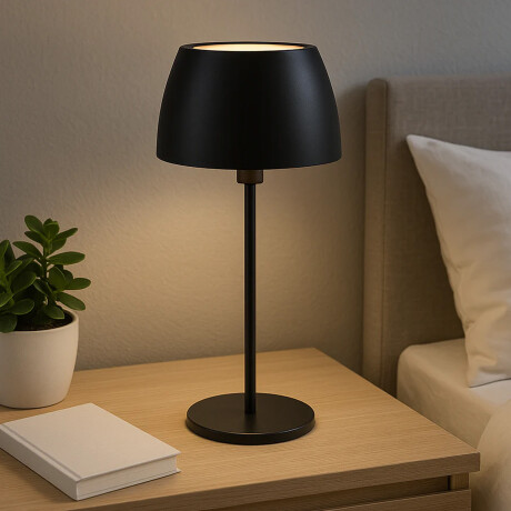 Lámpara De Mesa Bombé Metal Moderna Decorativa Negro