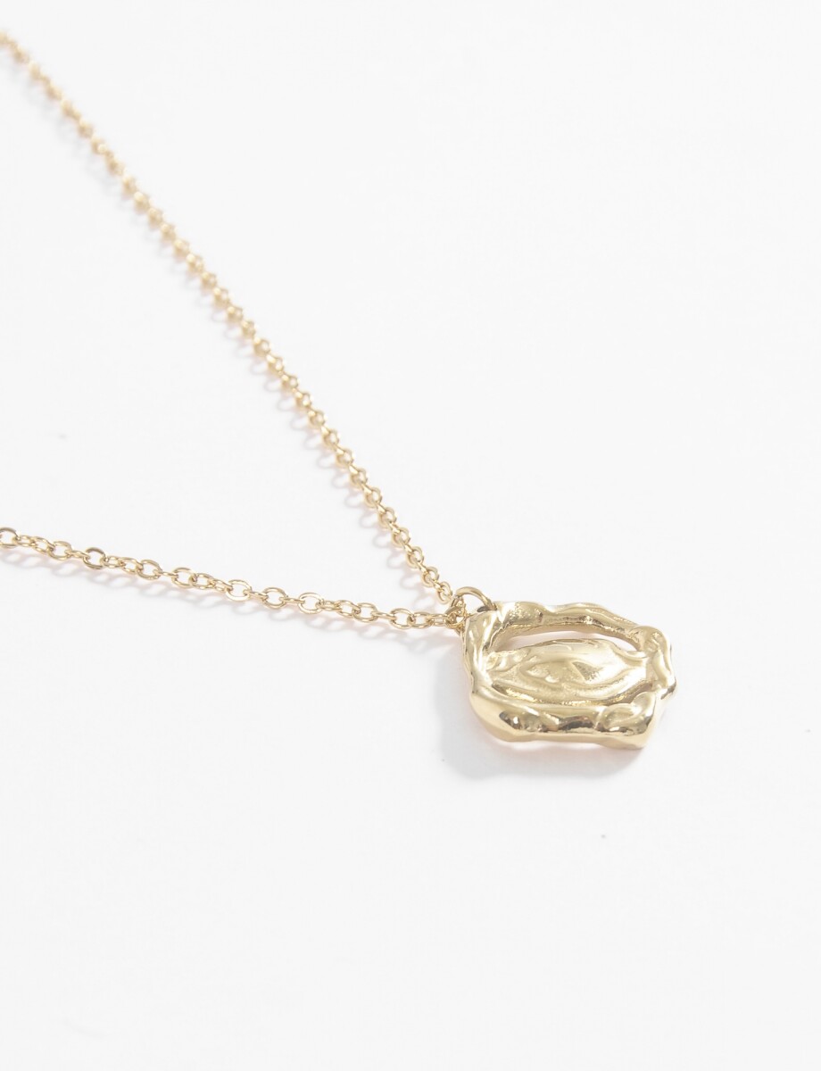 Collar acero con dije irregular - dorado 