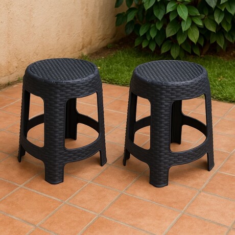 Set x2 Banqueta simil ratán NEGRO