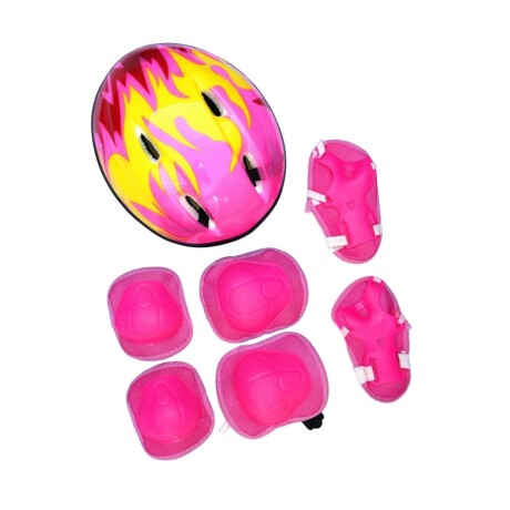 Set Infantil Casco con Rodilleras y Coderas ROSA