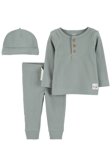 Set tres piezas de algodón térmico, pantalón, remera y gorro Set tres piezas de algodón térmico, pantalón, remera y gorro