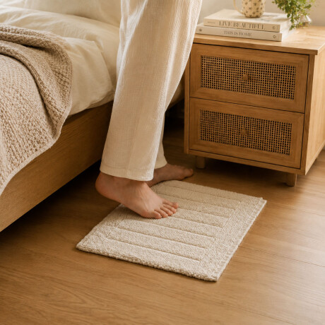 Alfombra Soft Diseño Rectángulos Moderna Uso Interior Beige