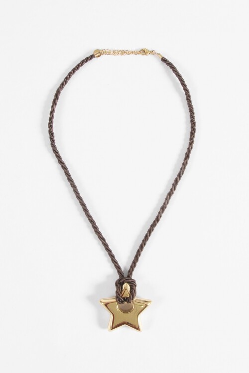 Collar cordón dije estrella acero dorado