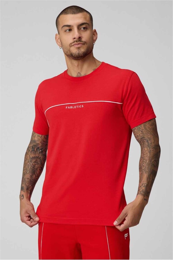 Polo The 24-7 Tee Dna Stripe Hombre Heated Red/Classic White