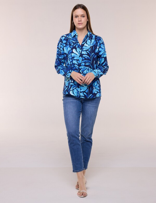 Camisa Gasa Print AZUL/MULTI