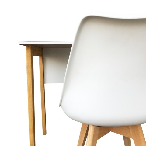 Set de Escritorio Melilla con Cajón y Patas de Madera y Silla Eames con Asiento Acolchado Set de Escritorio Melilla con Cajón y Patas de Madera y Silla Eames con Asiento Acolchado