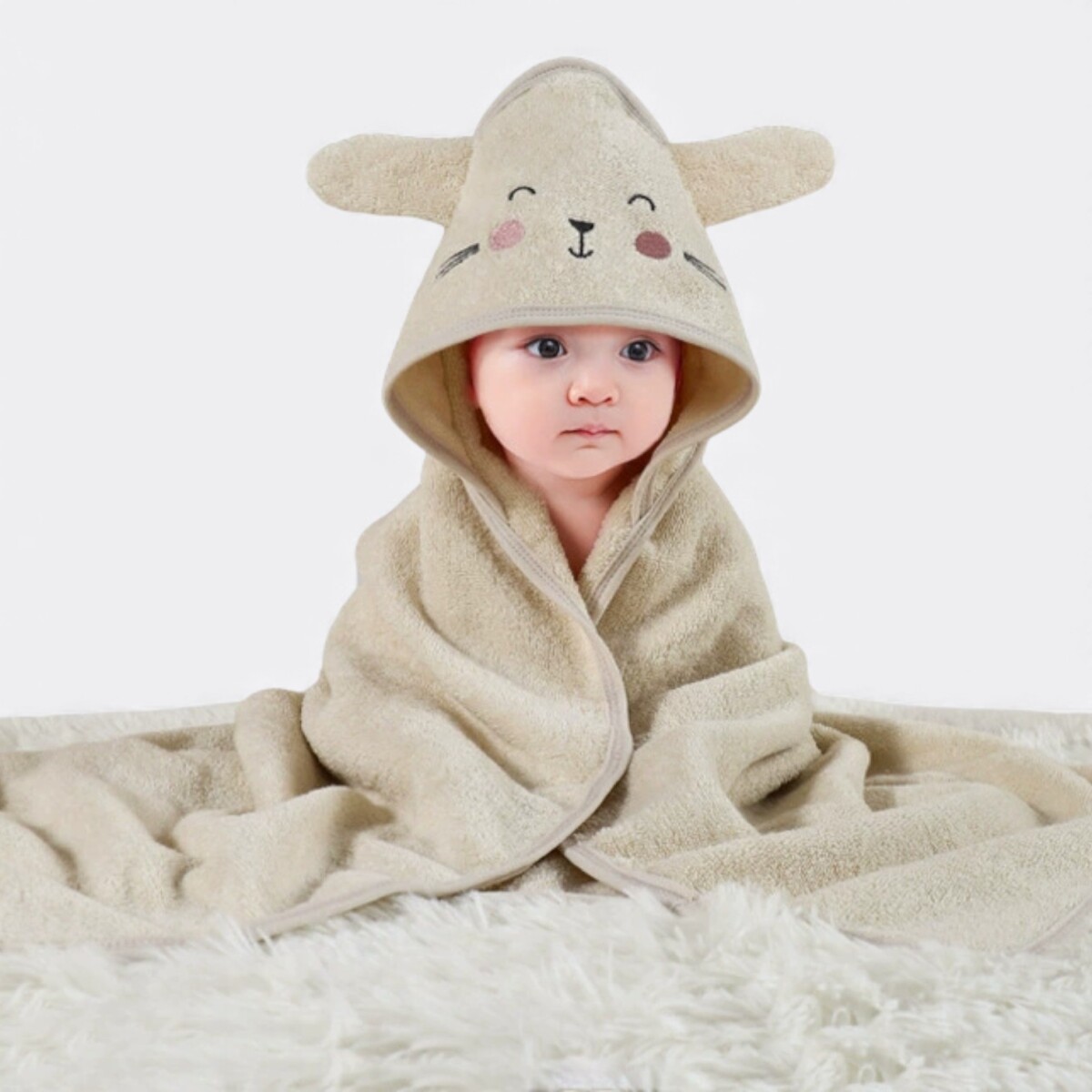 Toalla Para Bebé Con Capucha - Conejo Beige 