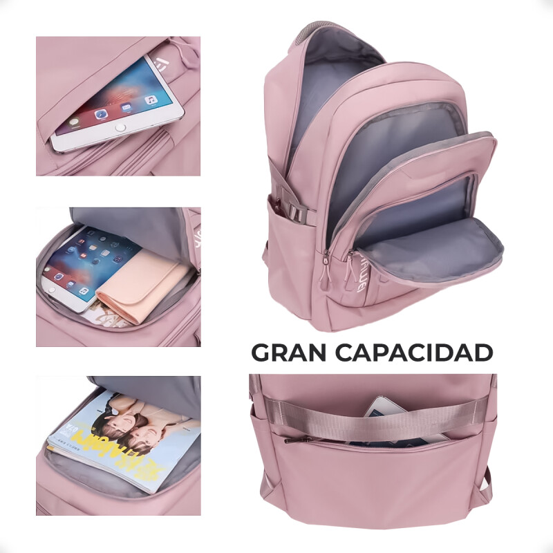 Bolso Mochila Escolar Liceo facultad y Viaje Impermeable Rosa
