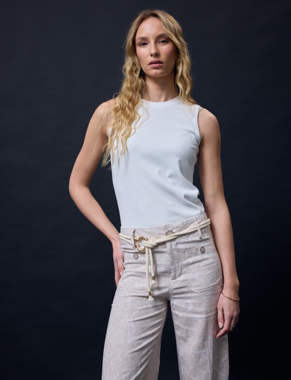 Pantalon Lino Cinto BEIGE/MULTI