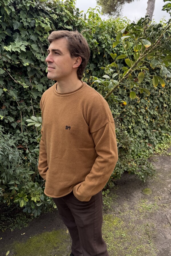 Wool Sweater Men Camel