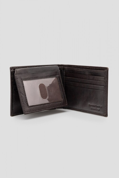 Billetera Bifold flip up Marron